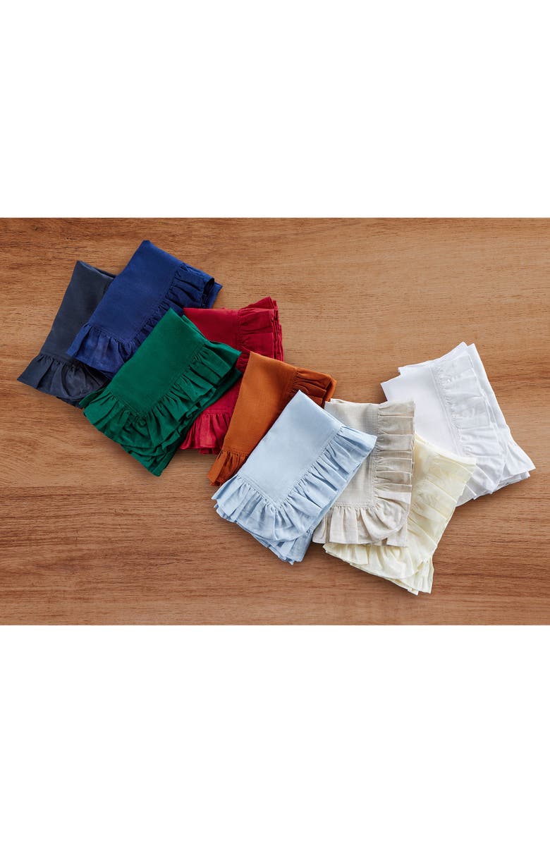 Solino Home Linen Dinner Napkins - Gabrielle Ruffle, 20" x 20", Alternate, color, Oil Green