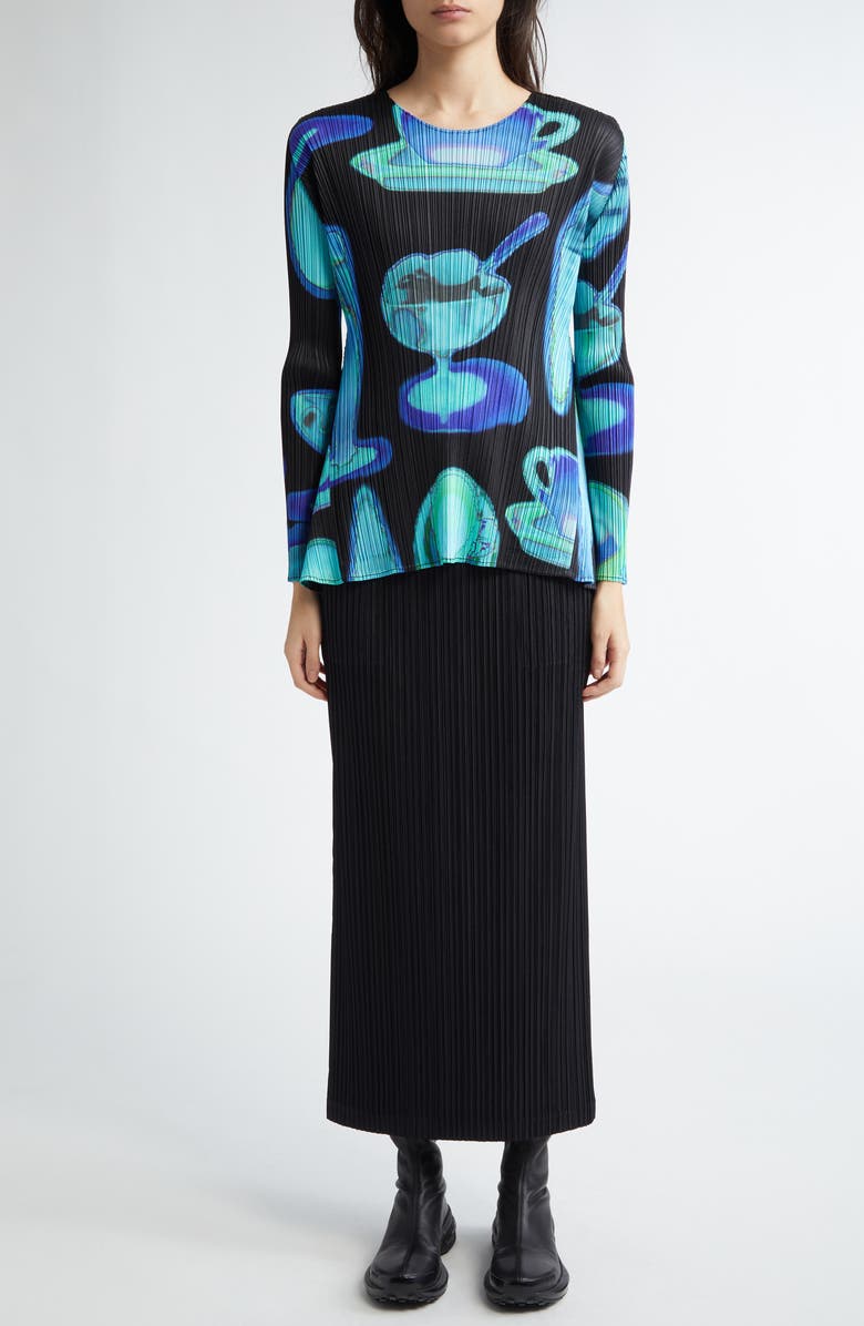 Pleats Please Issey Miyake Pleated Midi Skirt, Alternate, color,