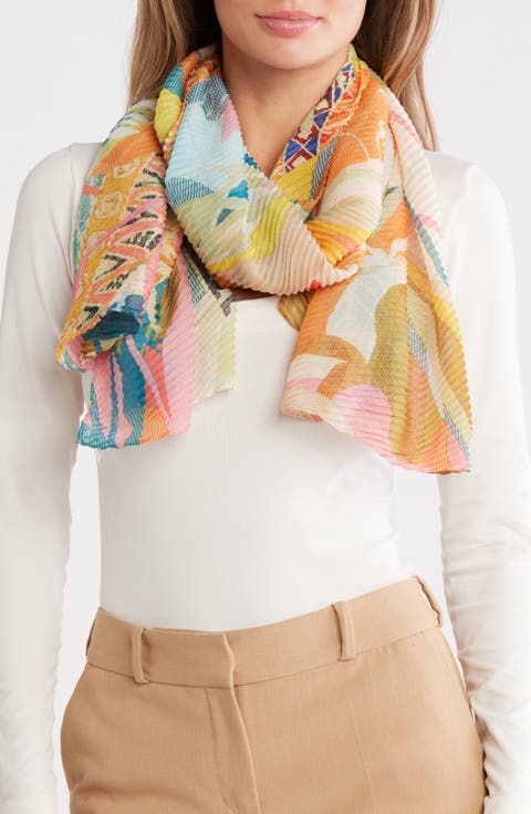 Printed Pleated Scarf
