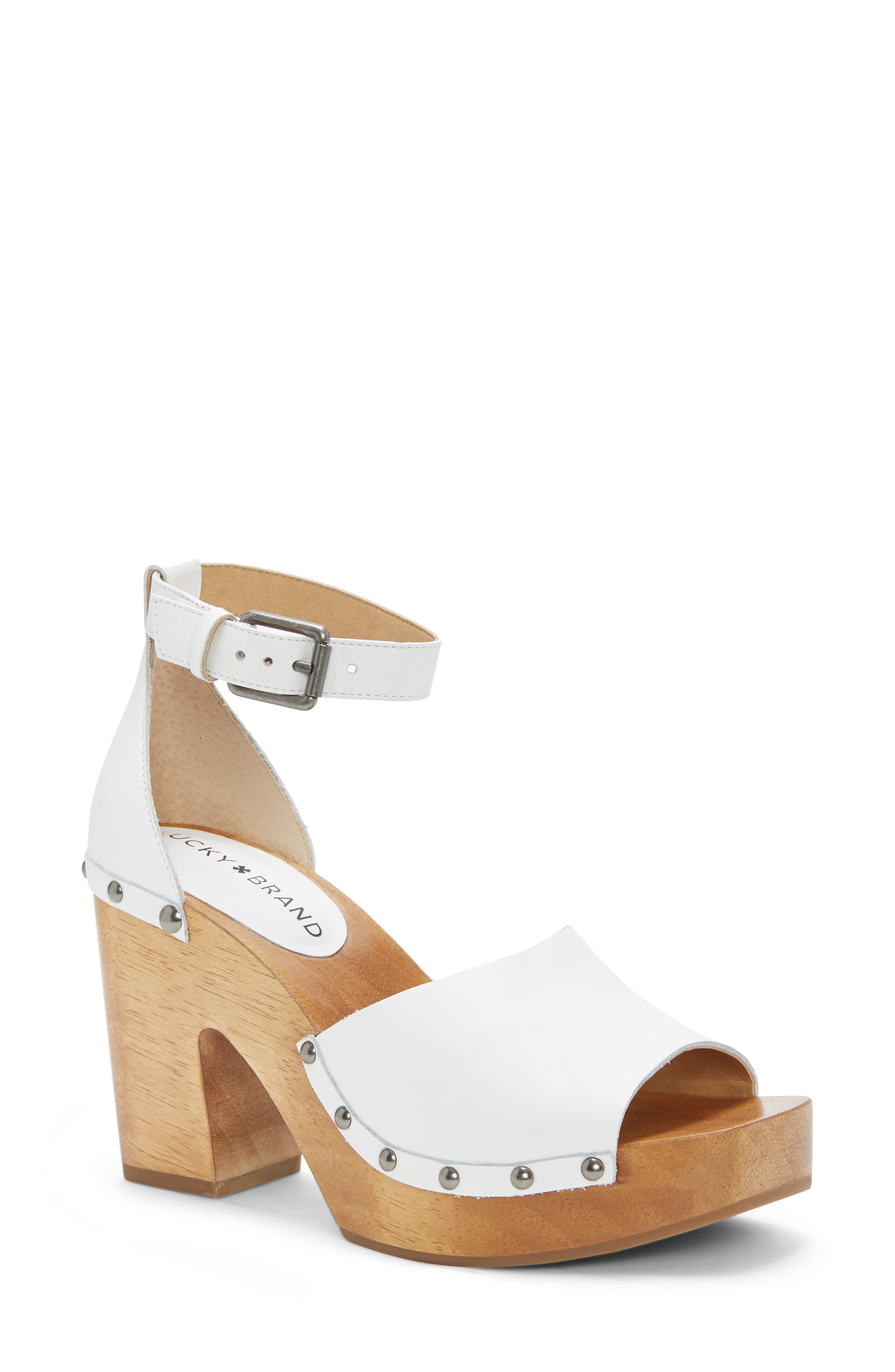 Nelora Ankle Strap Platform Sandal, Main, color, WHITE LEATHER