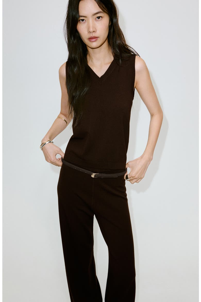 Knit Wide Leg Trousers, Alternate, color, CHOCOLATE