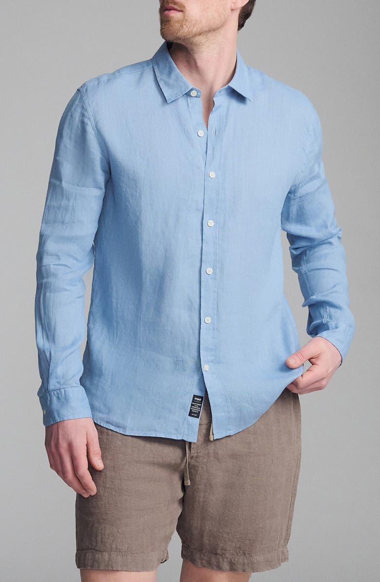 Mavi Jeans Regular Fit Linen Button-Up Shirt, Main, color, Faded Denim
