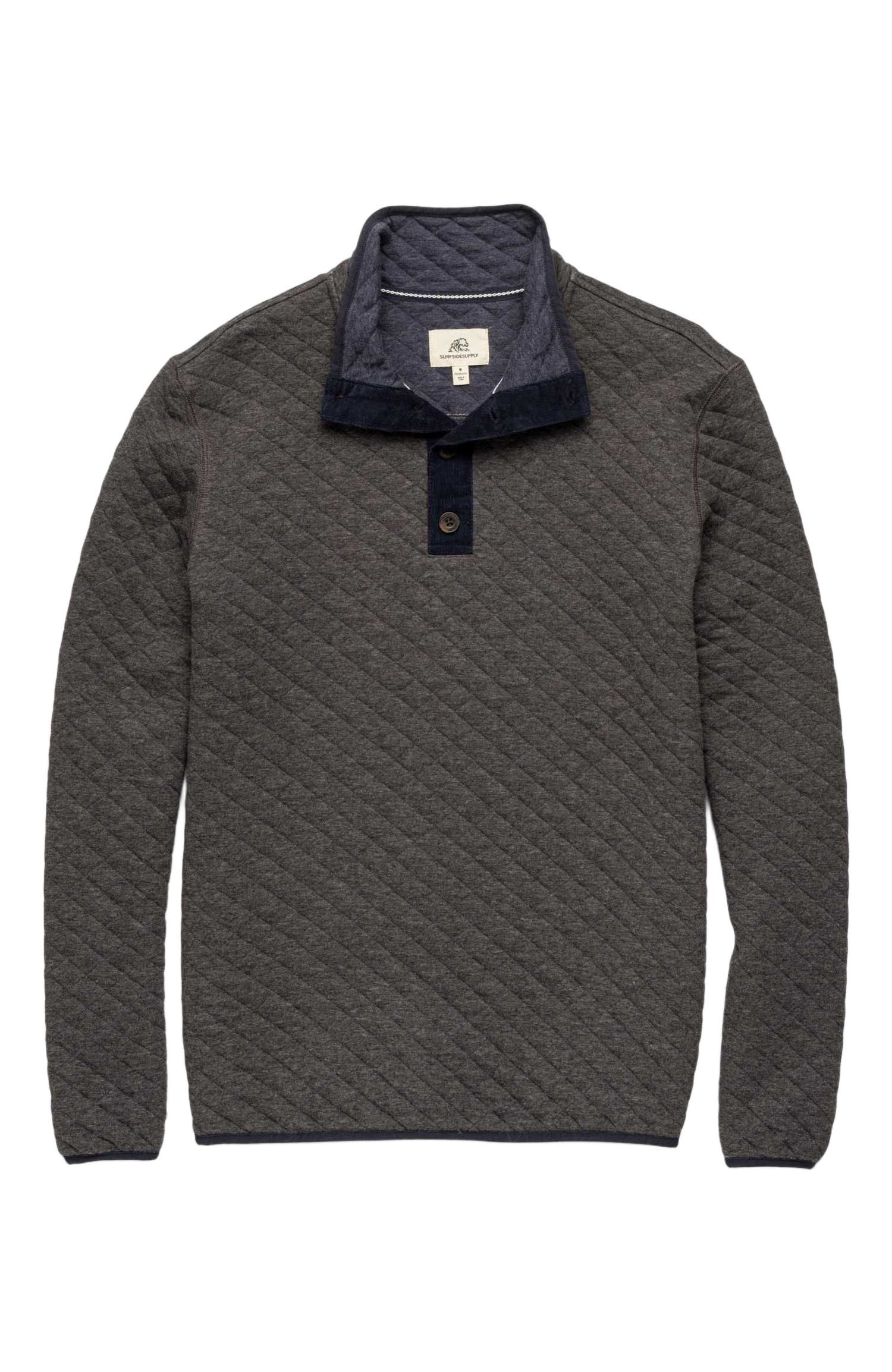 Surfside Supply Co. Ken Quilted Button Mock Neck Sweater (Men) | Nordstrom