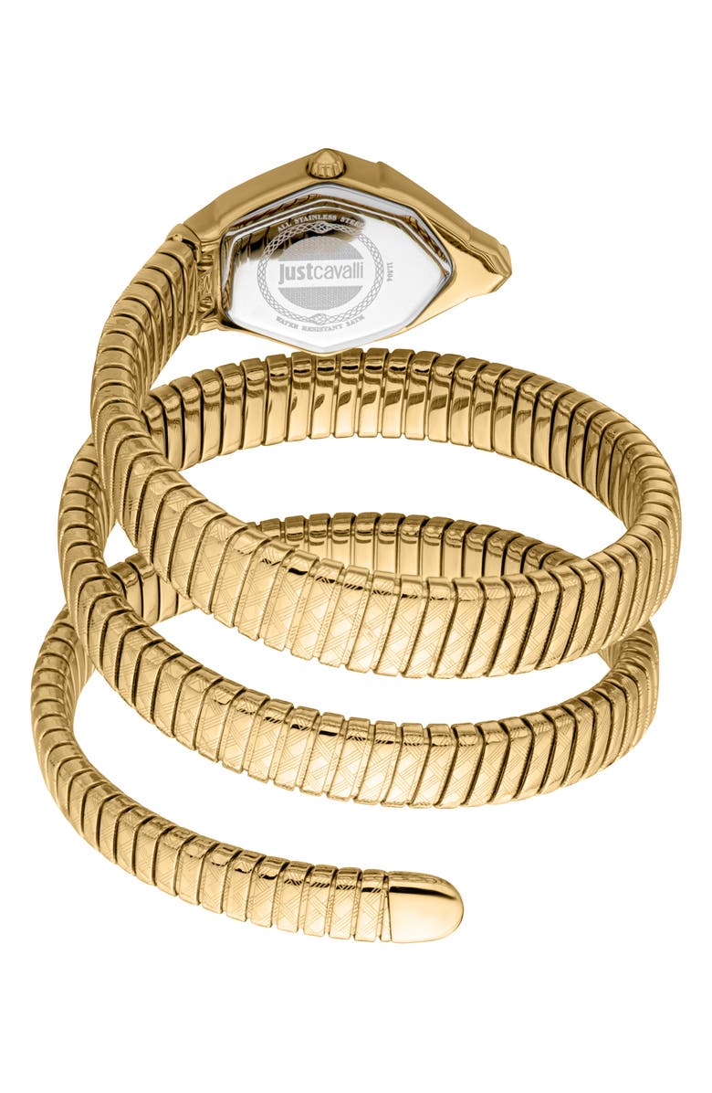 Just Cavalli Snake Bracelet Watch, 23mm x 32mm, Alternate, color, Gold/ White