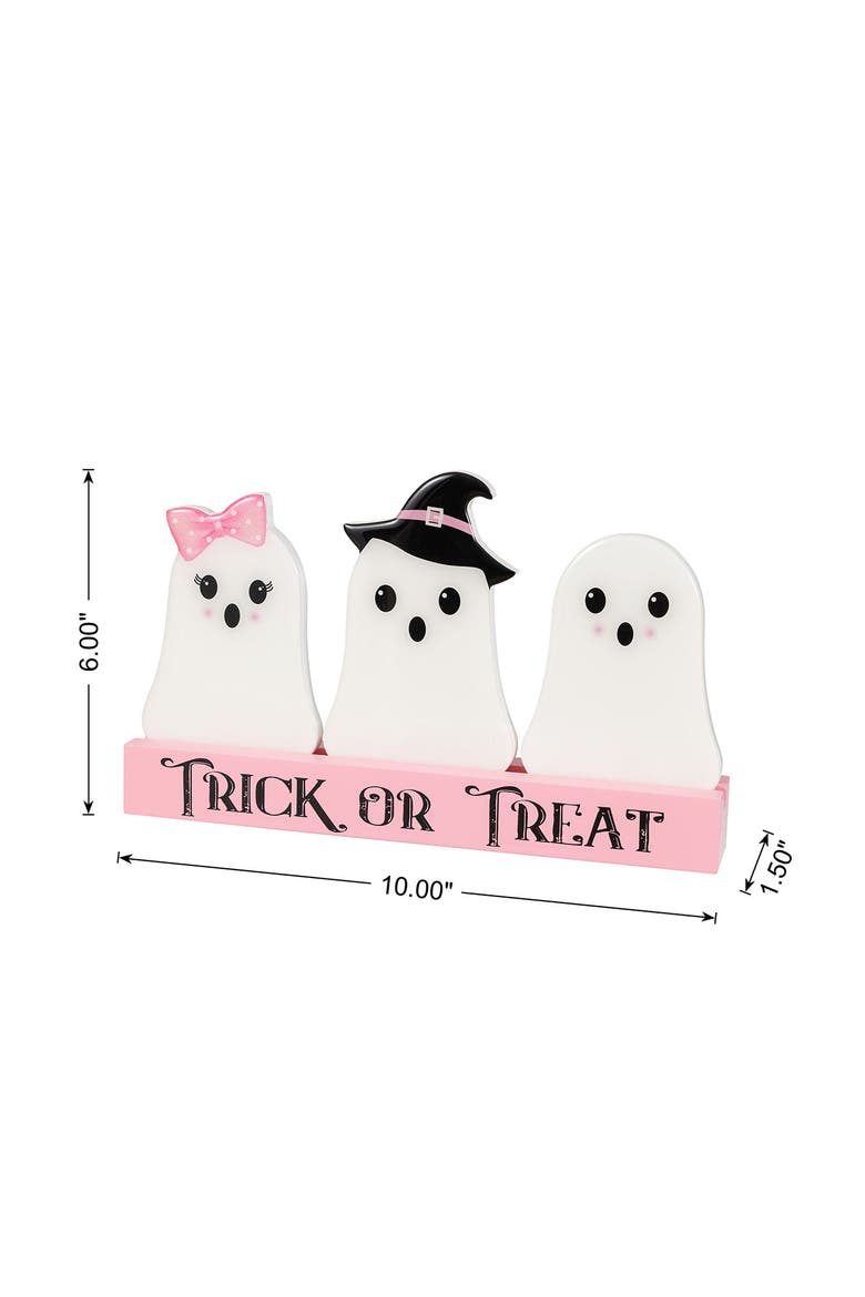 10"L Halloween Wooden Epoxy Ghosts Table Decor, Alternate, color, Pink