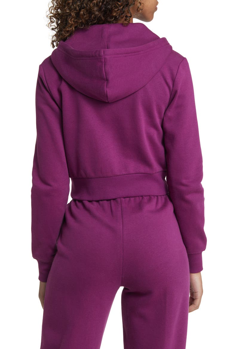 Crop Cotton Blend Zip-Up Hoodie, Alternate, color, PURPLE MAGENTA