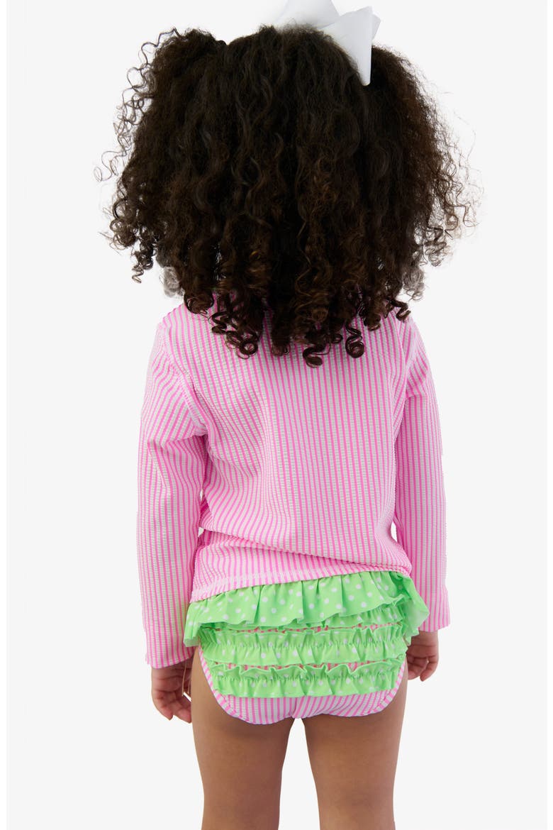 Kids' Long Sleeve Ruffle Hem Two-Piece Rashguard Swimsuit, Alternate, color, PINK