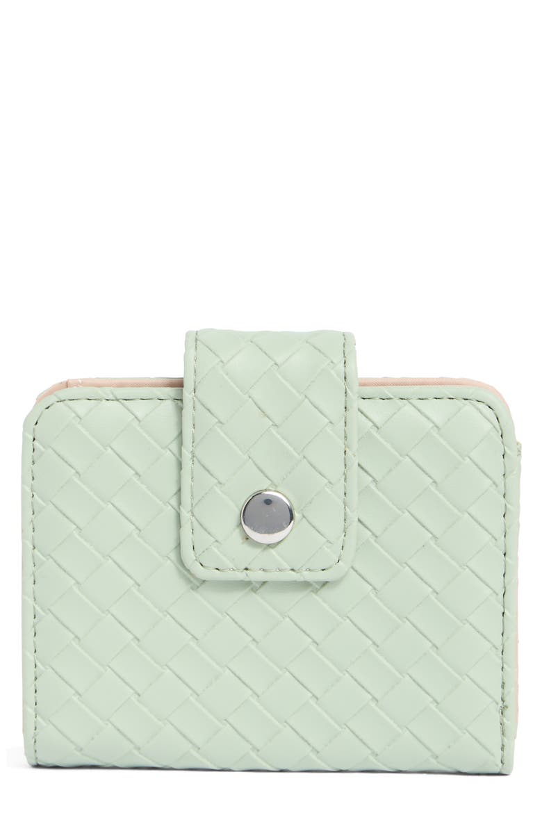 Pixie Woven Snap Bifold Wallet, Main, color, THYME WOVEN