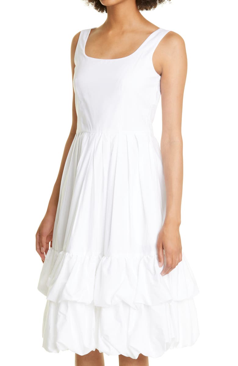 Molly Goddard Nikita Tiered Bubble Hem Pleated Cotton Midi Dress, Alternate, color,