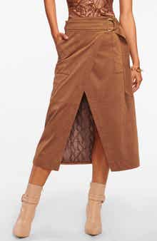 Ramy Brook Delphia Faux Suede Wrap Skirt