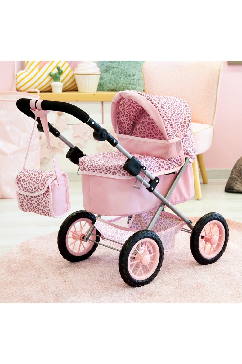 Trendy Pram Pink & Animal Print Fits Dolls Up To 18 Inches, Alternate, color, Pink