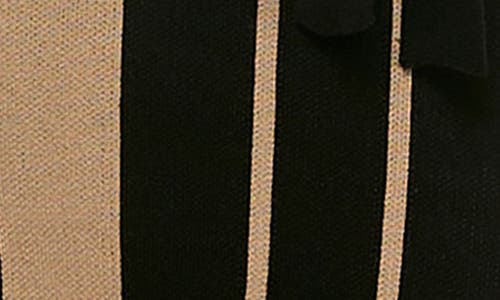 Nina Leonard Colorblock Stripe Sweater Dress In Black