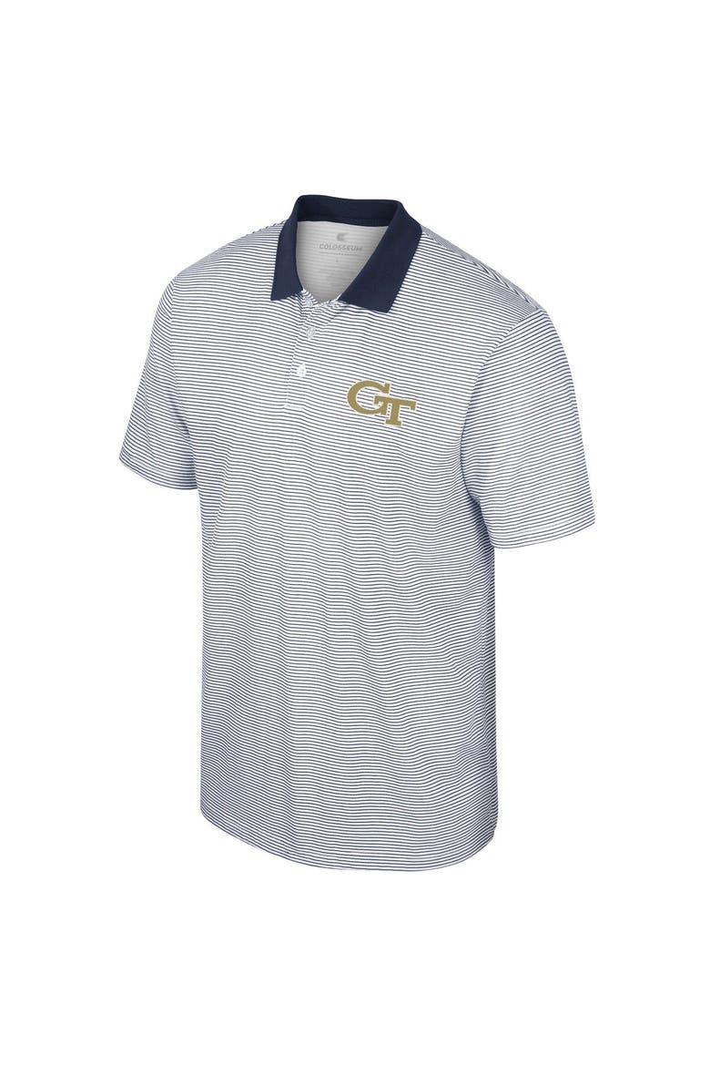 Men's Colosseum White/Navy Georgia Tech Yellow Jackets Print Stripe Polo, Alternate, color, White