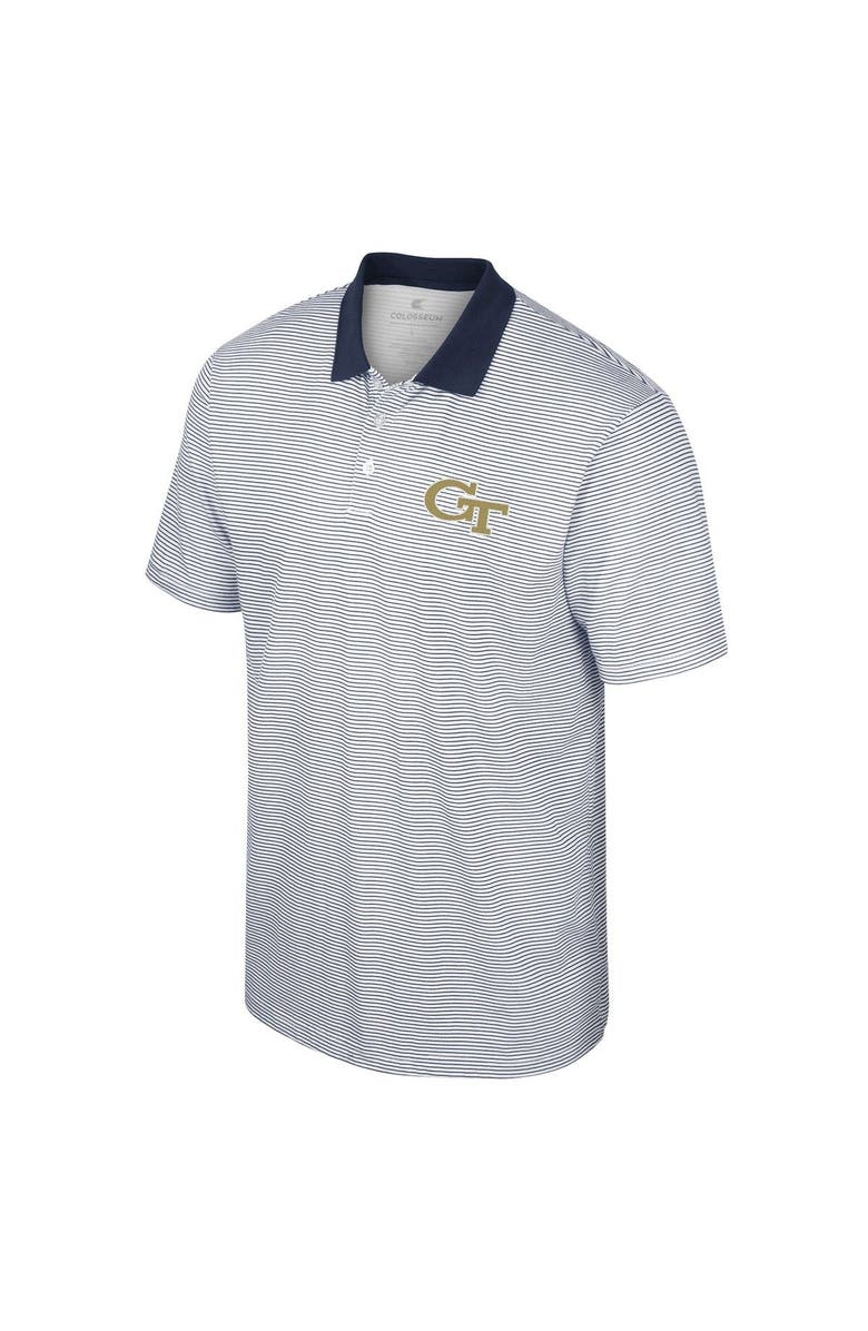 COLOSSEUM Men's Colosseum White/Navy Georgia Tech Yellow Jackets Print Stripe Polo, Alternate, color, 