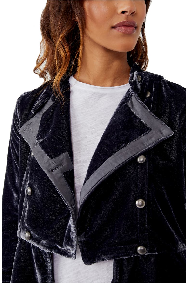 Faye Velvet Jacket, Alternate, color, EBONY