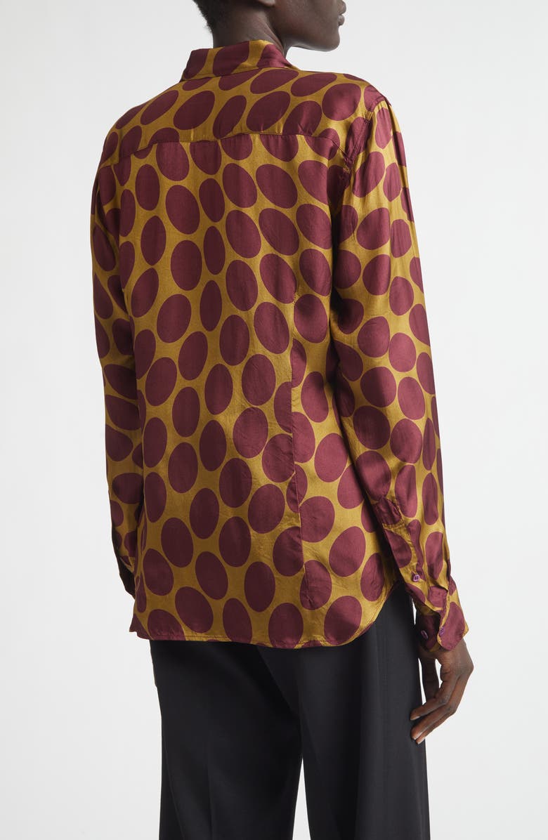 Dries Van Noten Chowy Fountain of Eggs Print Twill Button-Up Shirt, Alternate, color, Camel