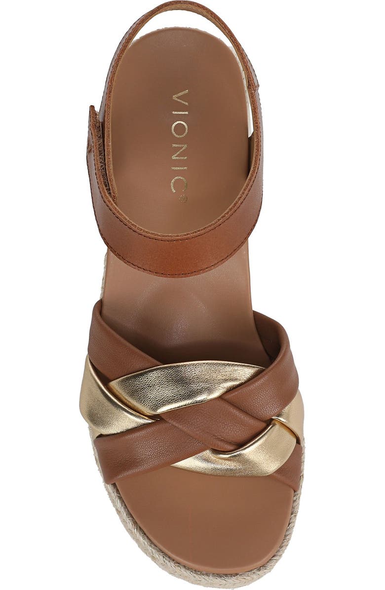Vionic Saratoga Wedge Espadrille Sandal, Alternate, color, Tan/ Gold