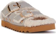 AZALEA WANG Tresor High Pile Fleece Trim Slide Sandal