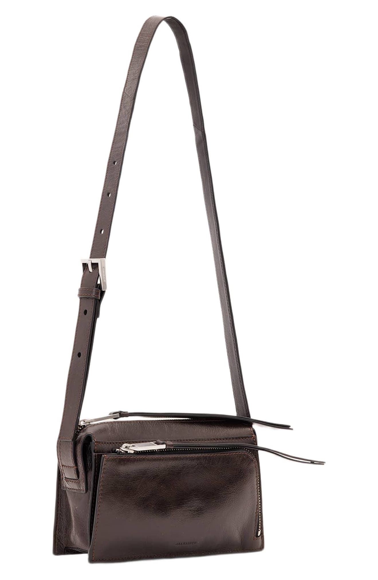 Marlo Leather Wallet Crossbody Bag, Alternate, color, BITTER BROWN