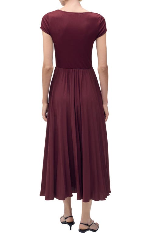 Mango Pleated A-line Dress In Burgundy