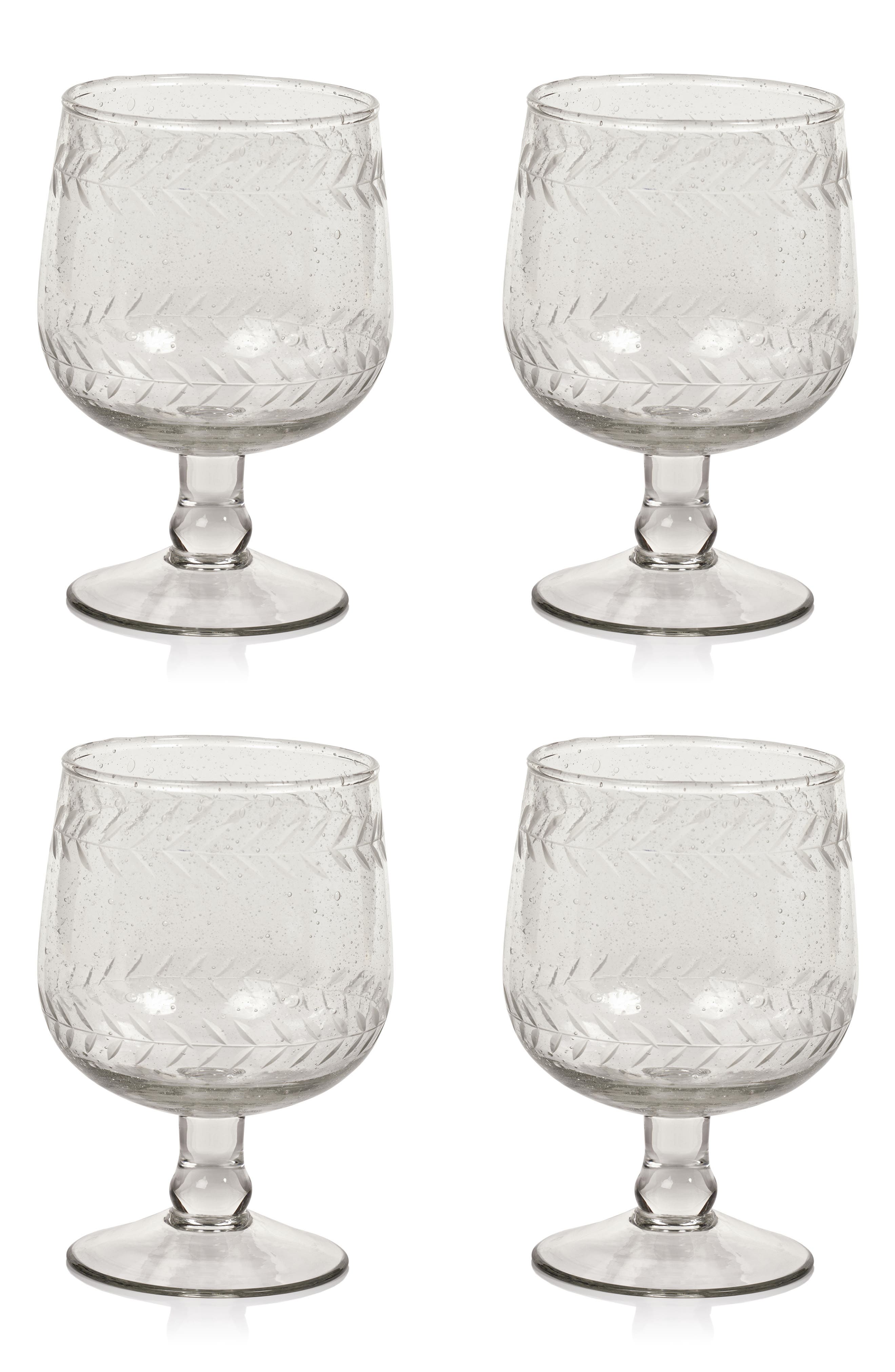 Zodax Tuscan Etched Set of 4 Wine Glasses