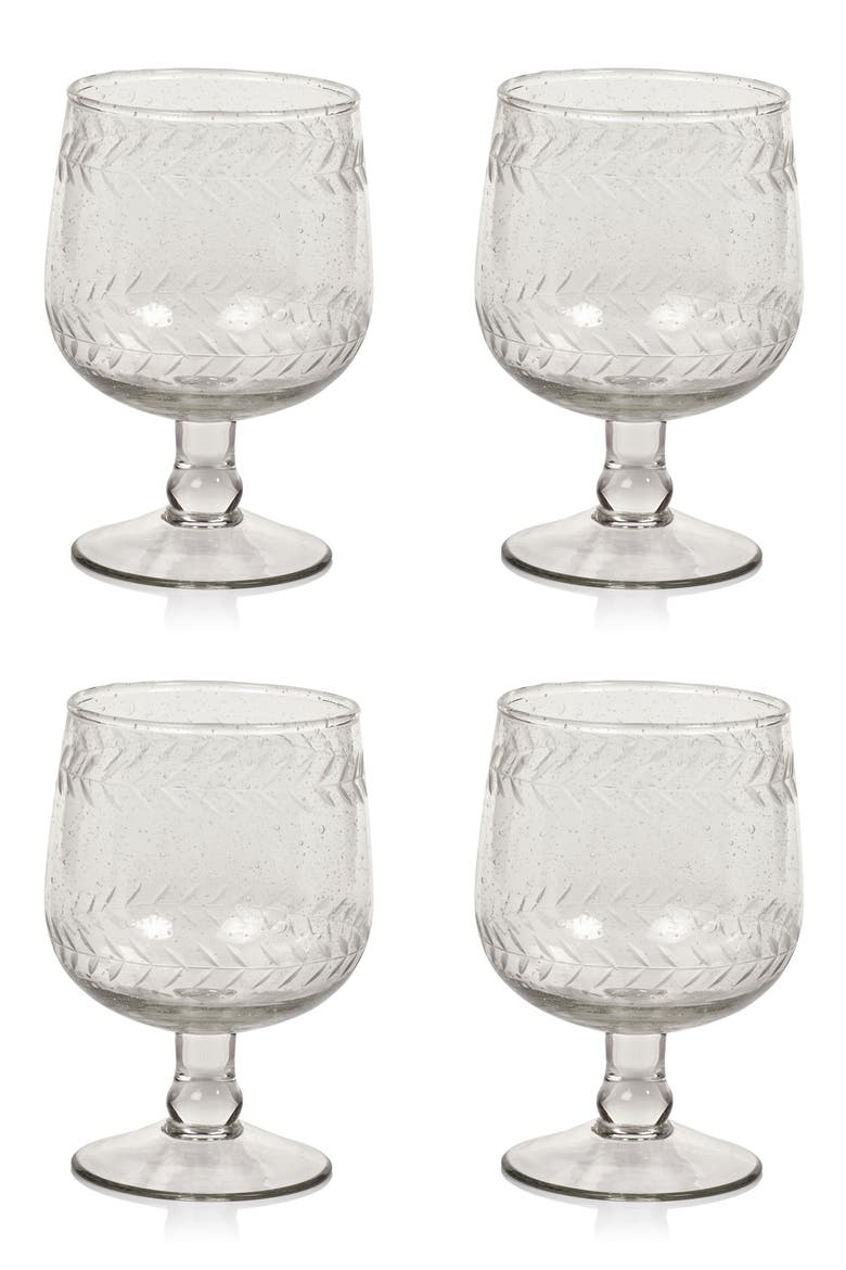 Tuscan Etched Set of 4 Wine Glasses, Main, color, CLEAR/ WHITE