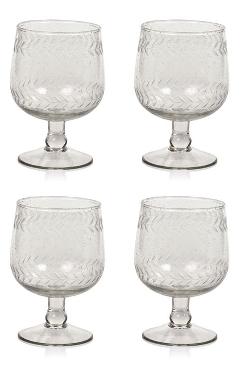 Tuscan Etched Set of 4 Wine Glasses