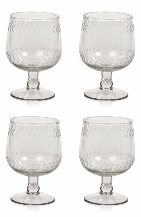 Zodax Tuscan Etched Set of 4 Wine Glasses