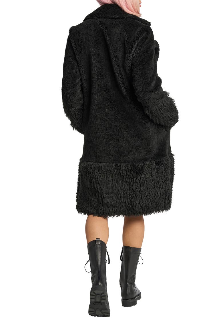Long Teddy Coat, Alternate, color, BLACK