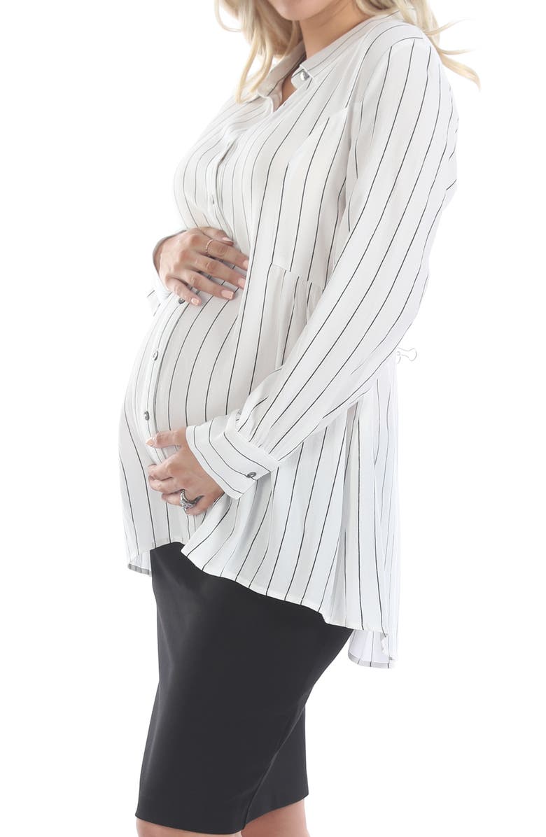 Angel Maternity Stripe Maternity/Nursing Button-Up Shirt, Alternate, color,