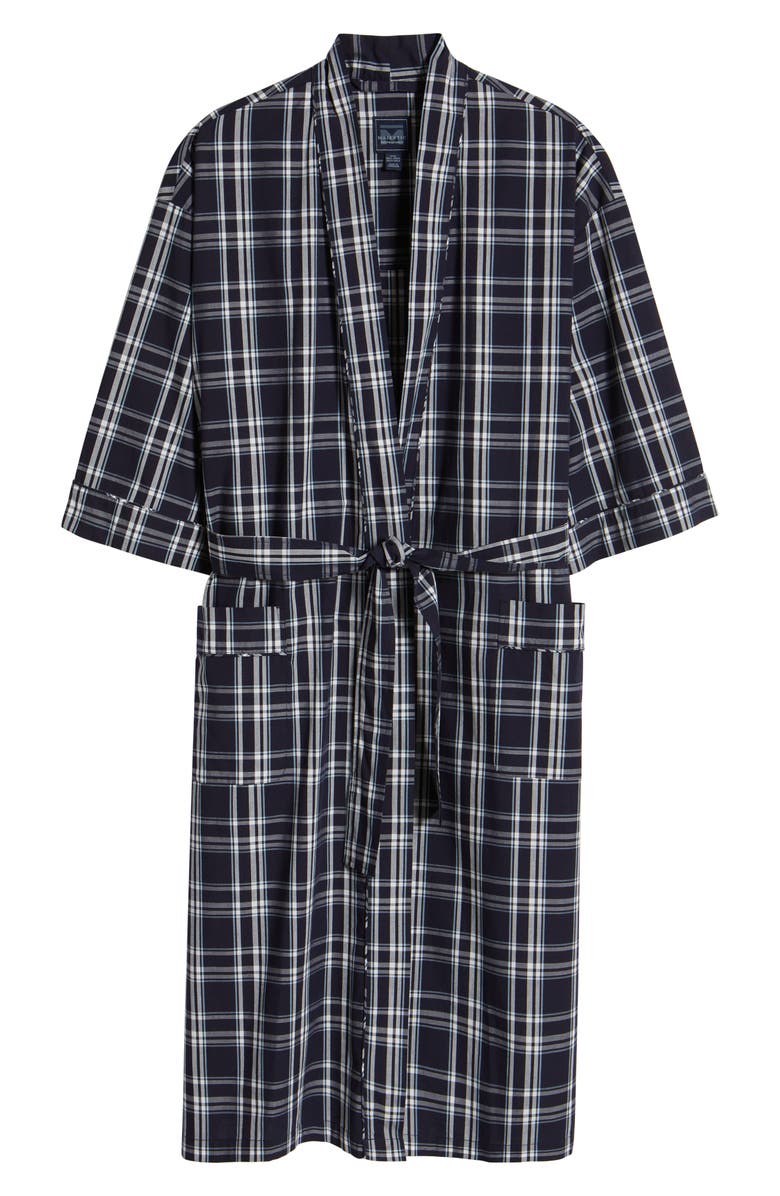 Majestic International Plaid Cotton Oxford Cloth Robe, Alternate, color, Shade