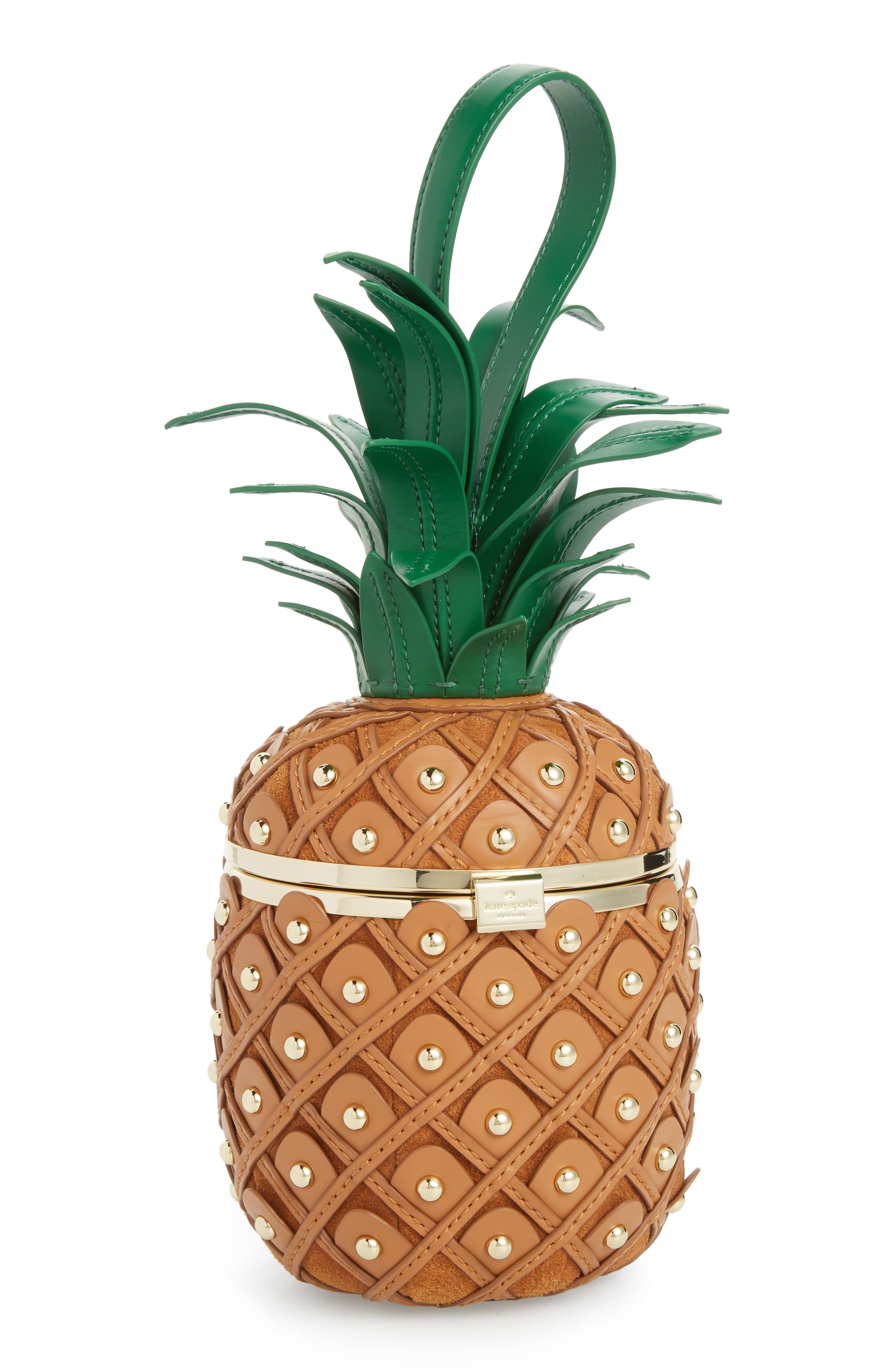 Kate Spade New York by the pool 3D pineapple leather clutch, Main, color, 