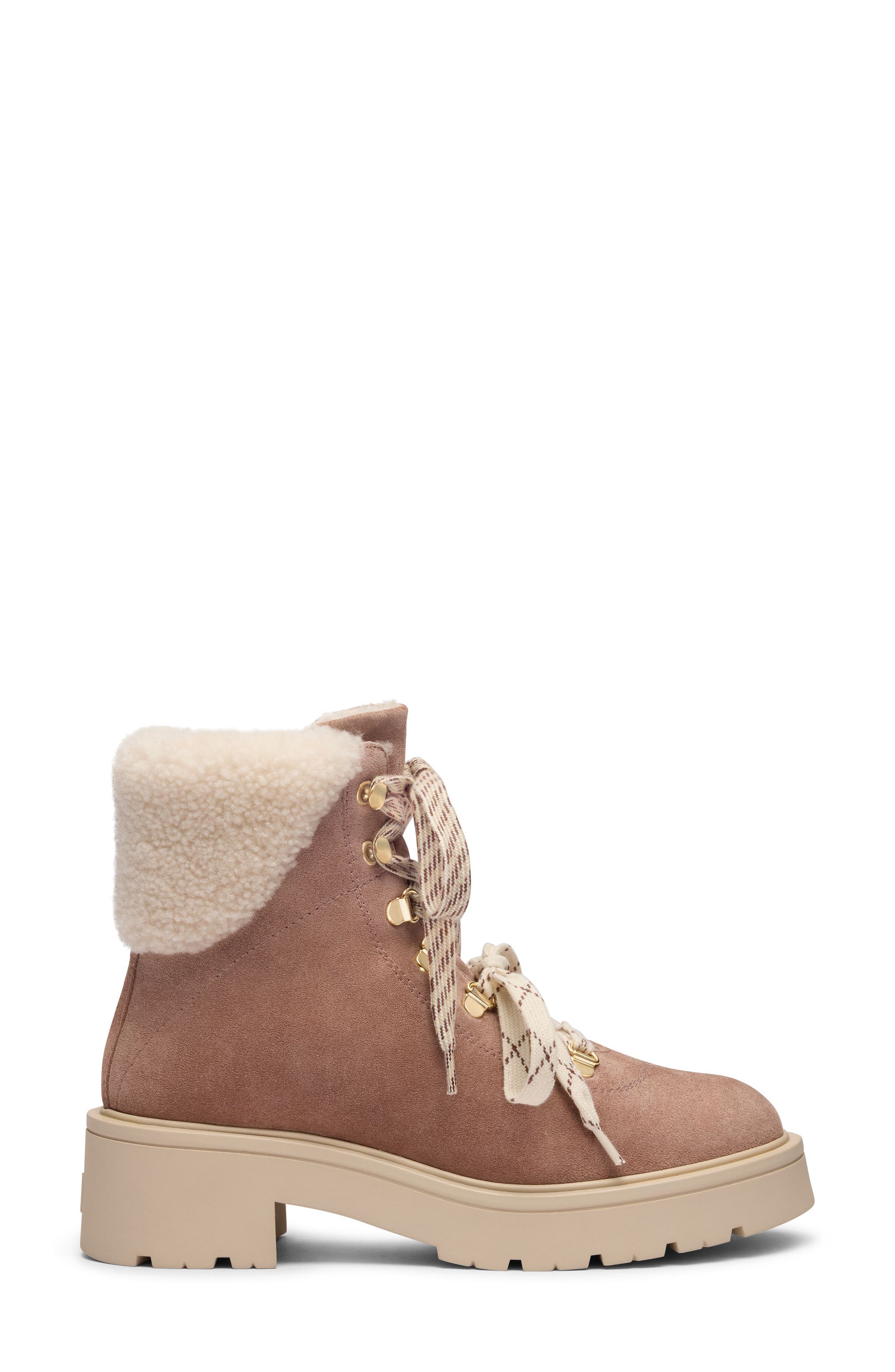 Ren Genuine Shearling Lace-Up Boot, Alternate, color, FAWNNATURAL