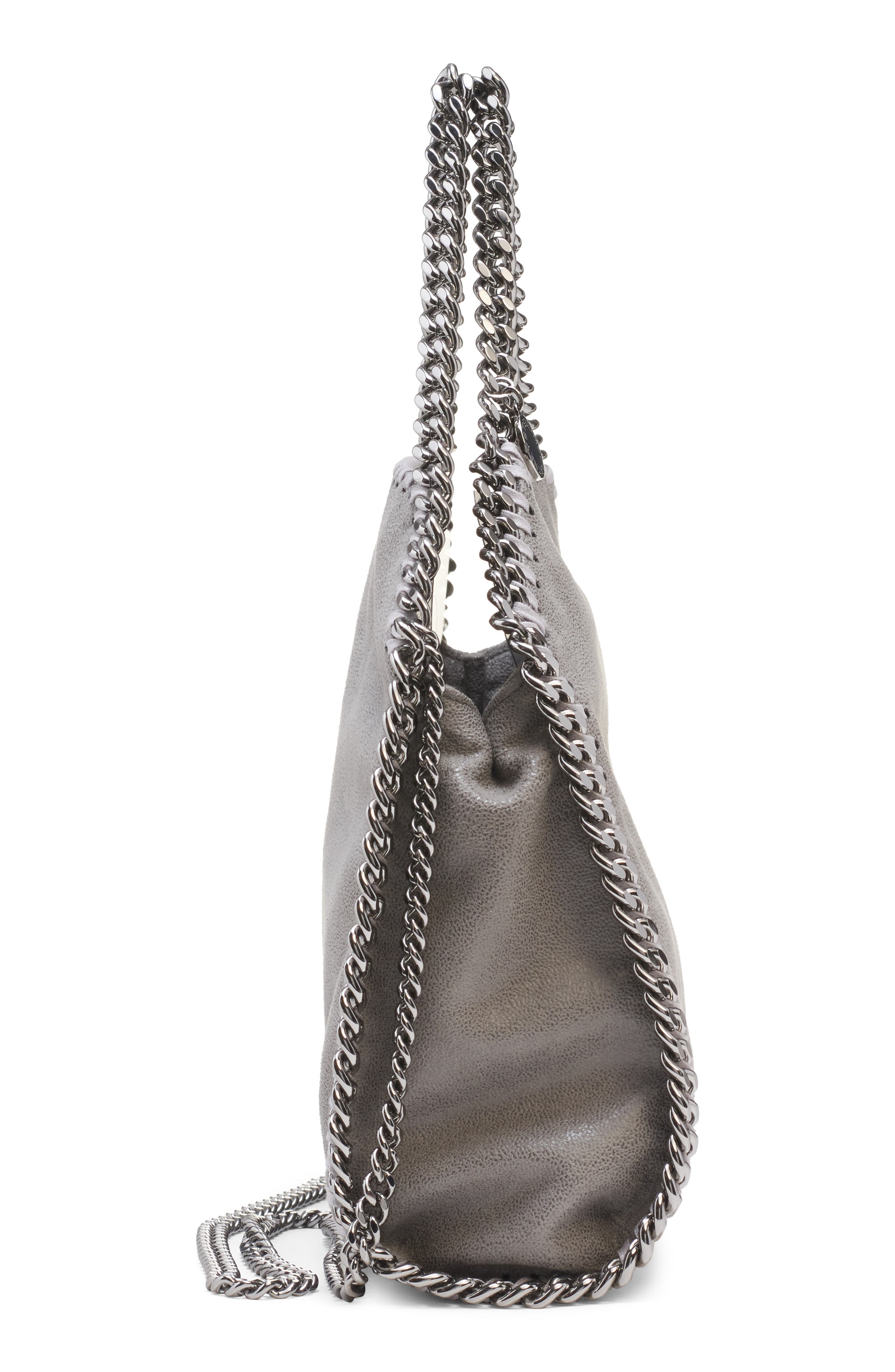 Falabella Shaggy Deer Faux Leather Foldover Tote, Alternate, color, LIGHT GREY