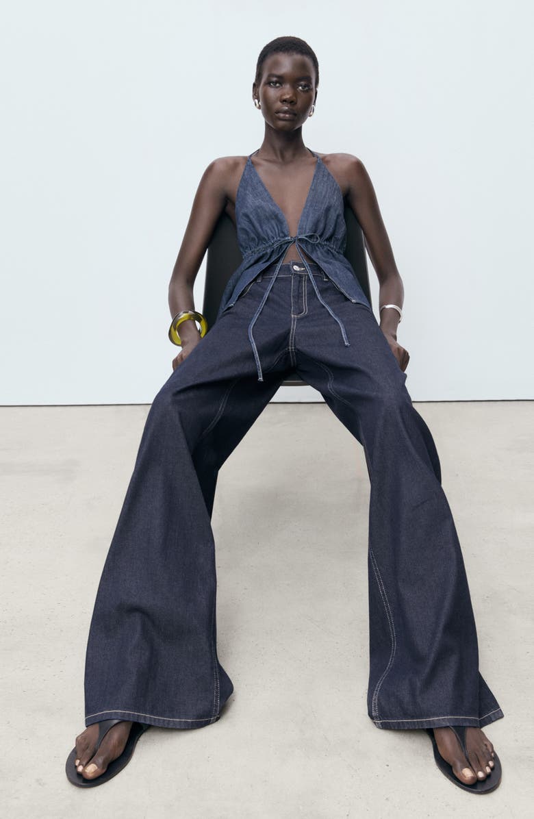 MANGO Low Rise Wide Leg Jeans, Alternate, color, Open Blue