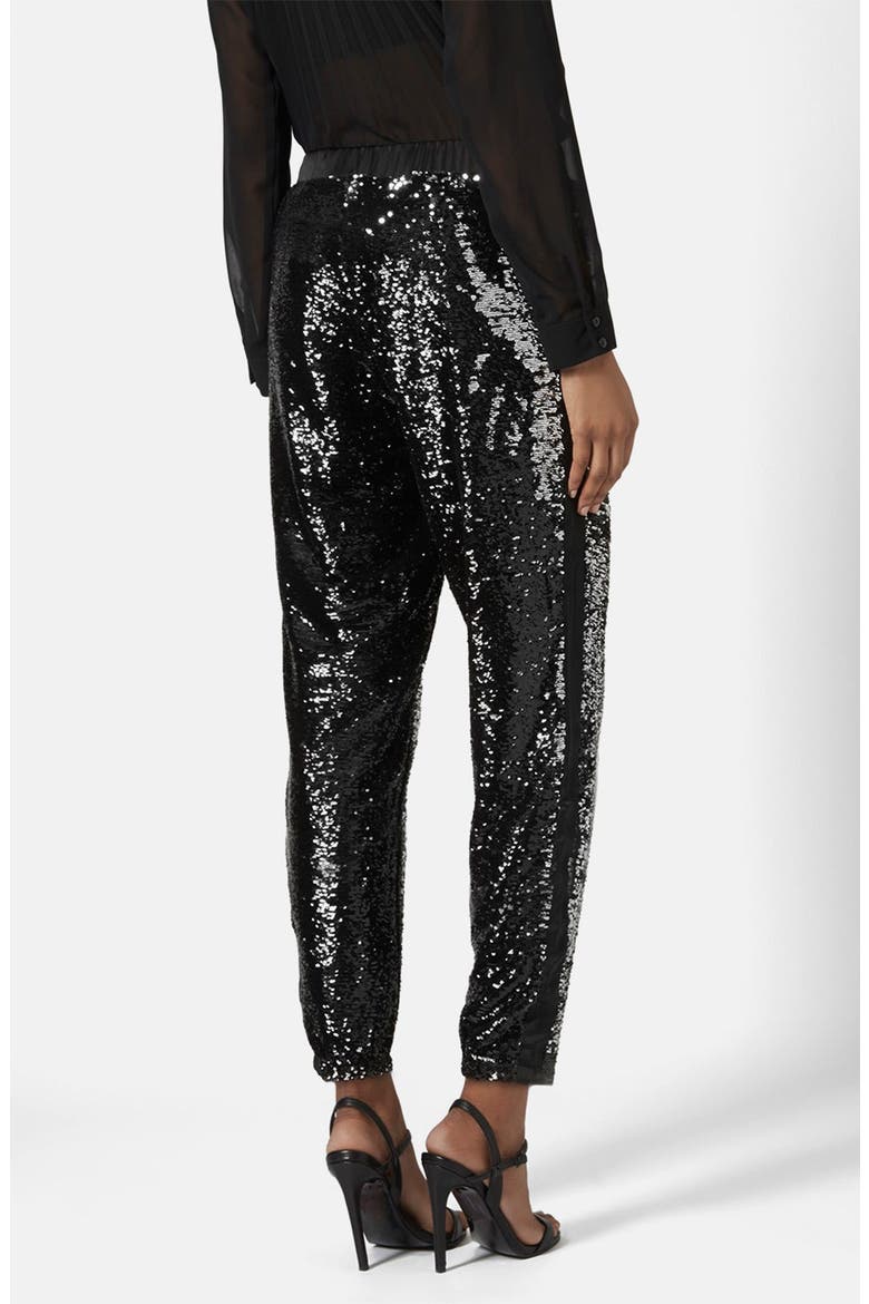 Two Tone Sequin Jogger Pants, Alternate, color, BLACK