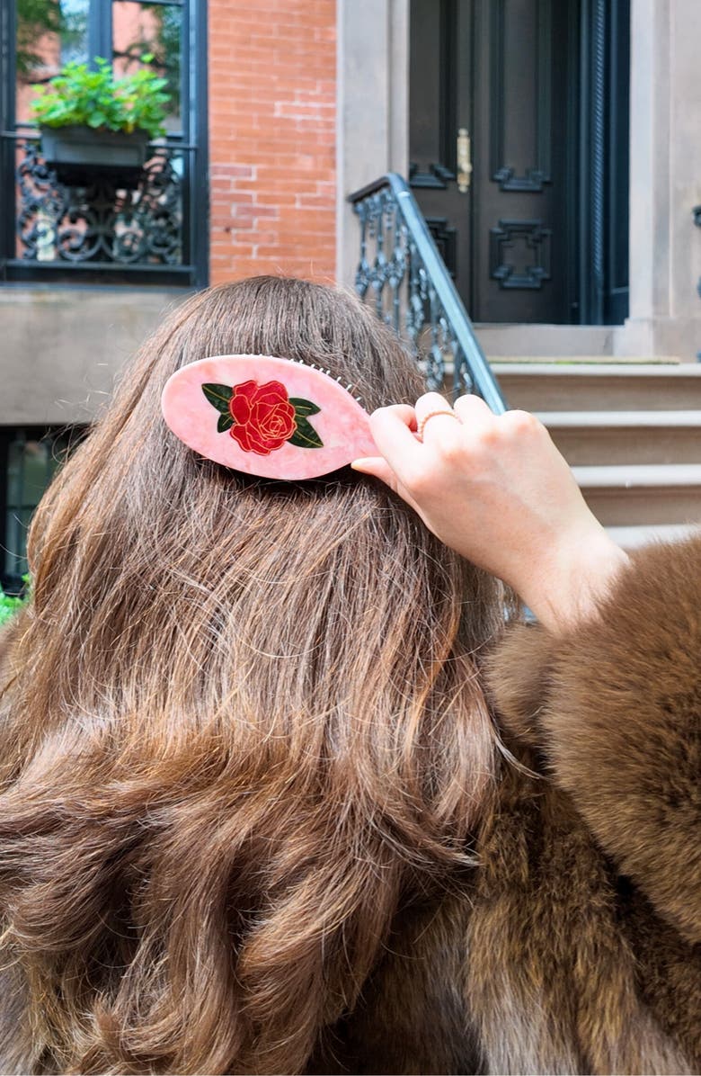 Solar Eclipse Hand Painted Vintage Rose Pink Amazing Hair Day Brush, Alternate, color, Pink