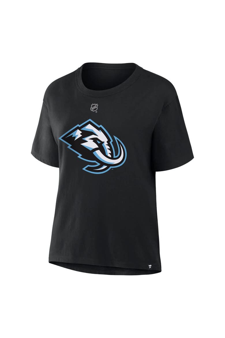 Women's Fanatics Logan Cooley Black Utah Mammoth Authentic Stack Name & Number T-Shirt, Alternate, color, Black