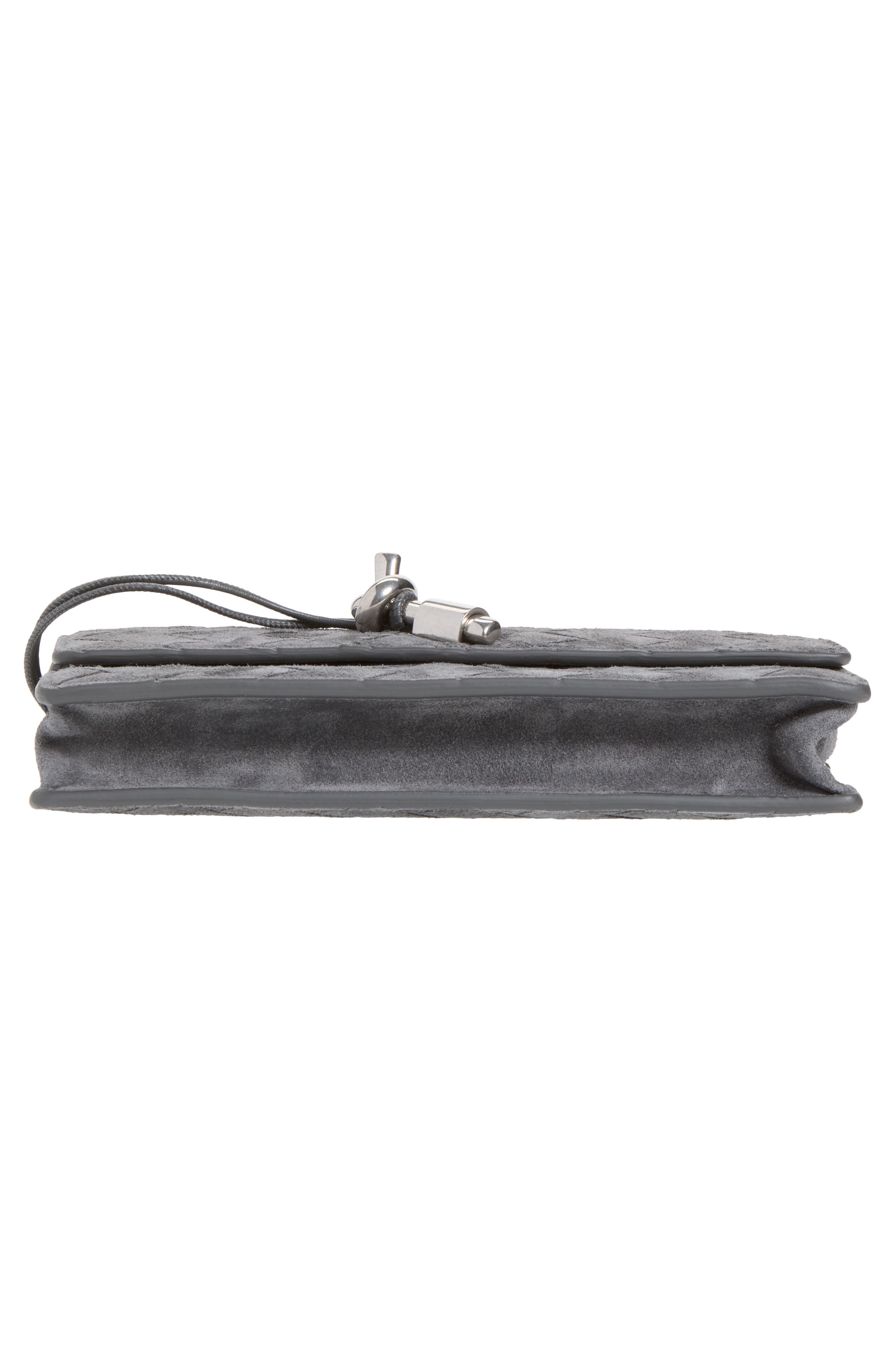 Andiamo Intrecciato Suede Wallet on a Chain, Alternate, color, 1689 OBSIDIAN GREY/ SILVER