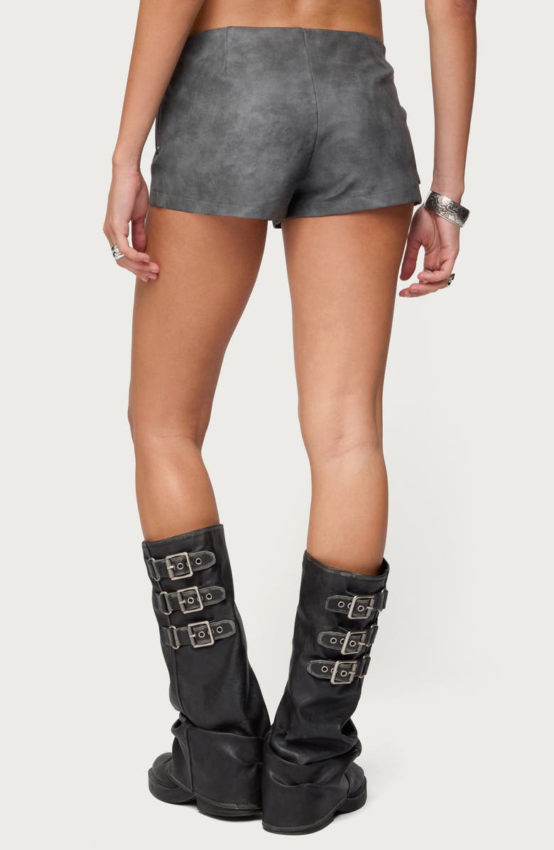 EDIKTED Houston Faux Leather Micro Shorts, Alternate, color,