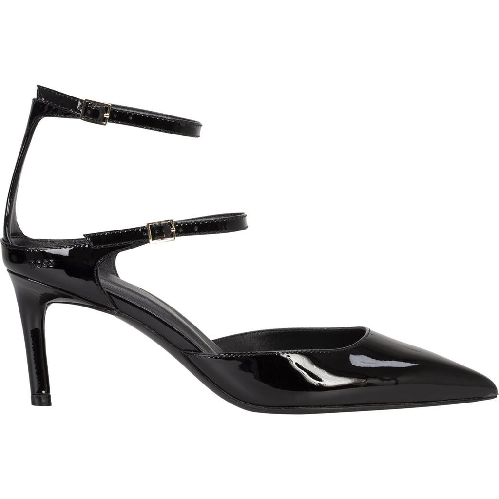 Hugo Boss Boss Gracey Ankle Strap Pointed Toe Pump In Black
