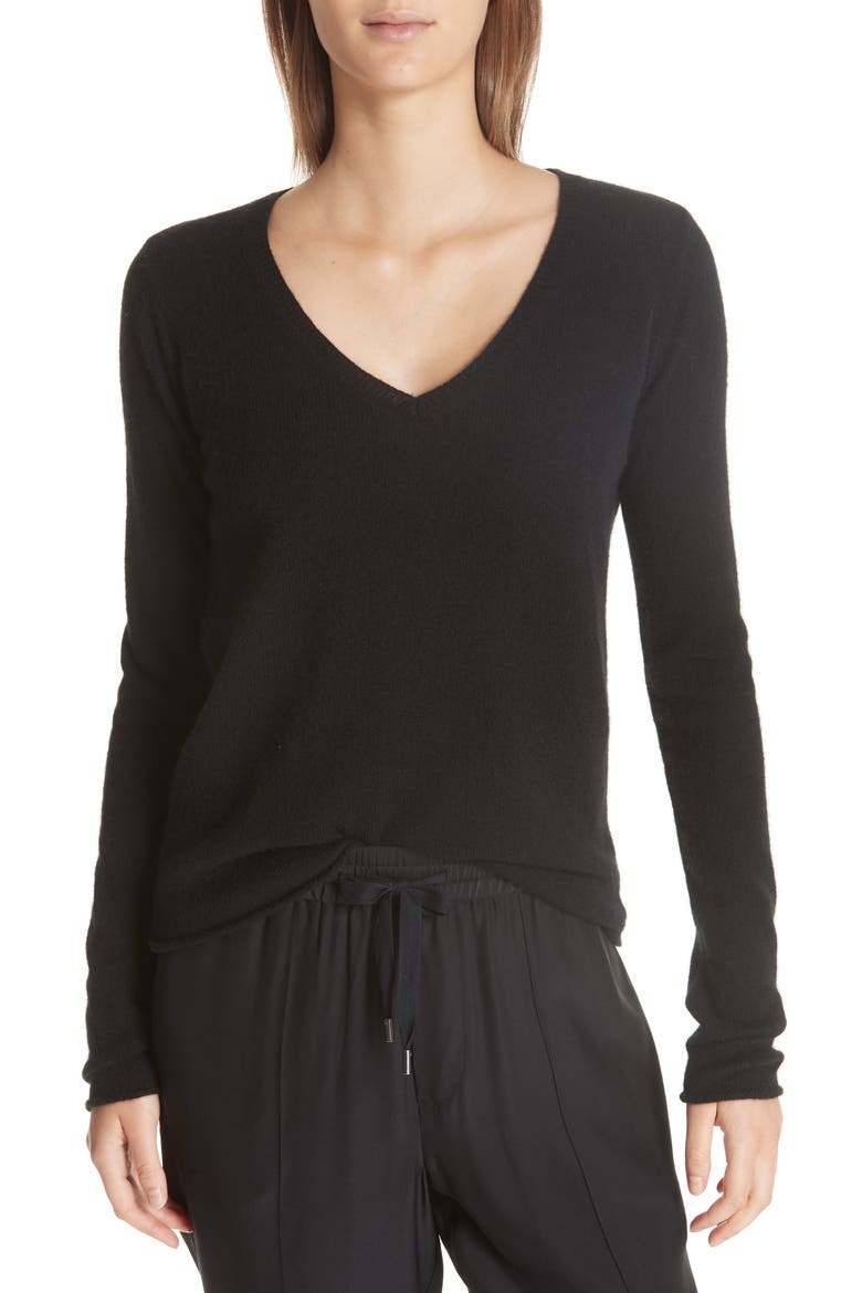 Cashmere V-Neck Sweater, Main, color, BLACK