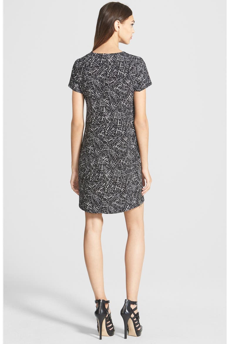 Crepe Print Shift Dress, Alternate, color, BLACK AND WHITE PRINT