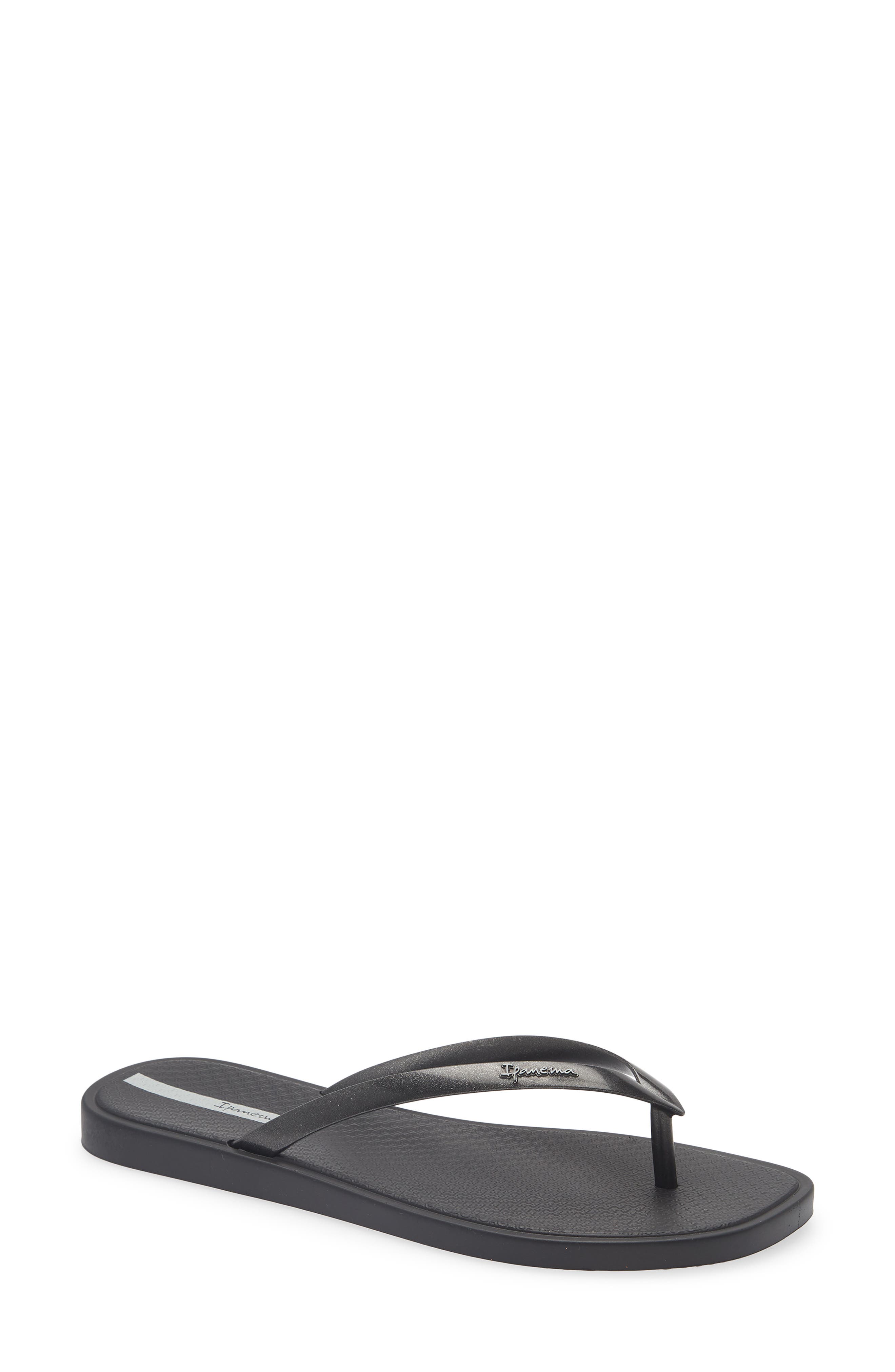 Ipanema Solar Color Flip Flop, Main, color, Black/ Metallic Black