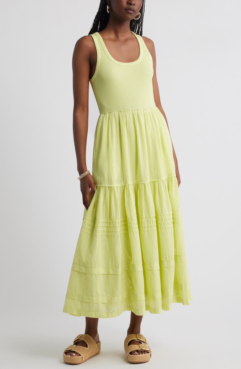 Treasure & Bond Scoop Neck Midi Dress, Main, color, Green Finch