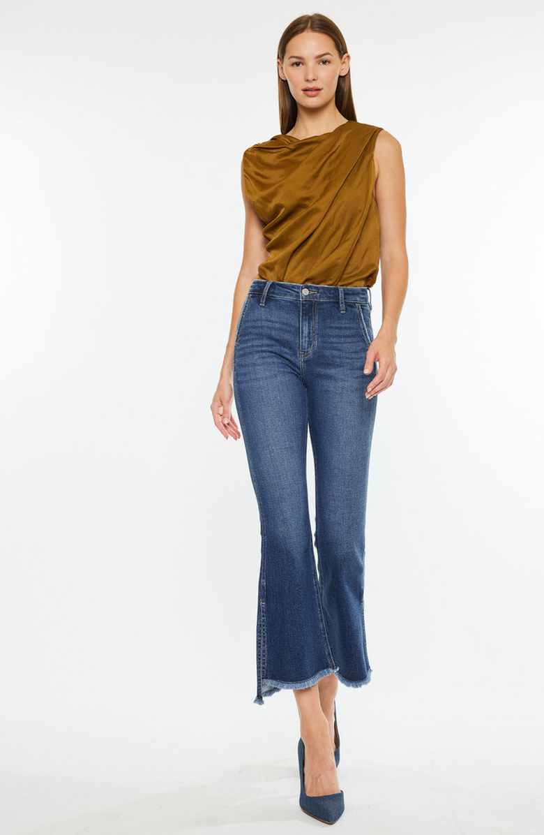 KanCan Reba High Rise Cropped Flare Jeans, Alternate, color, Medium Wash