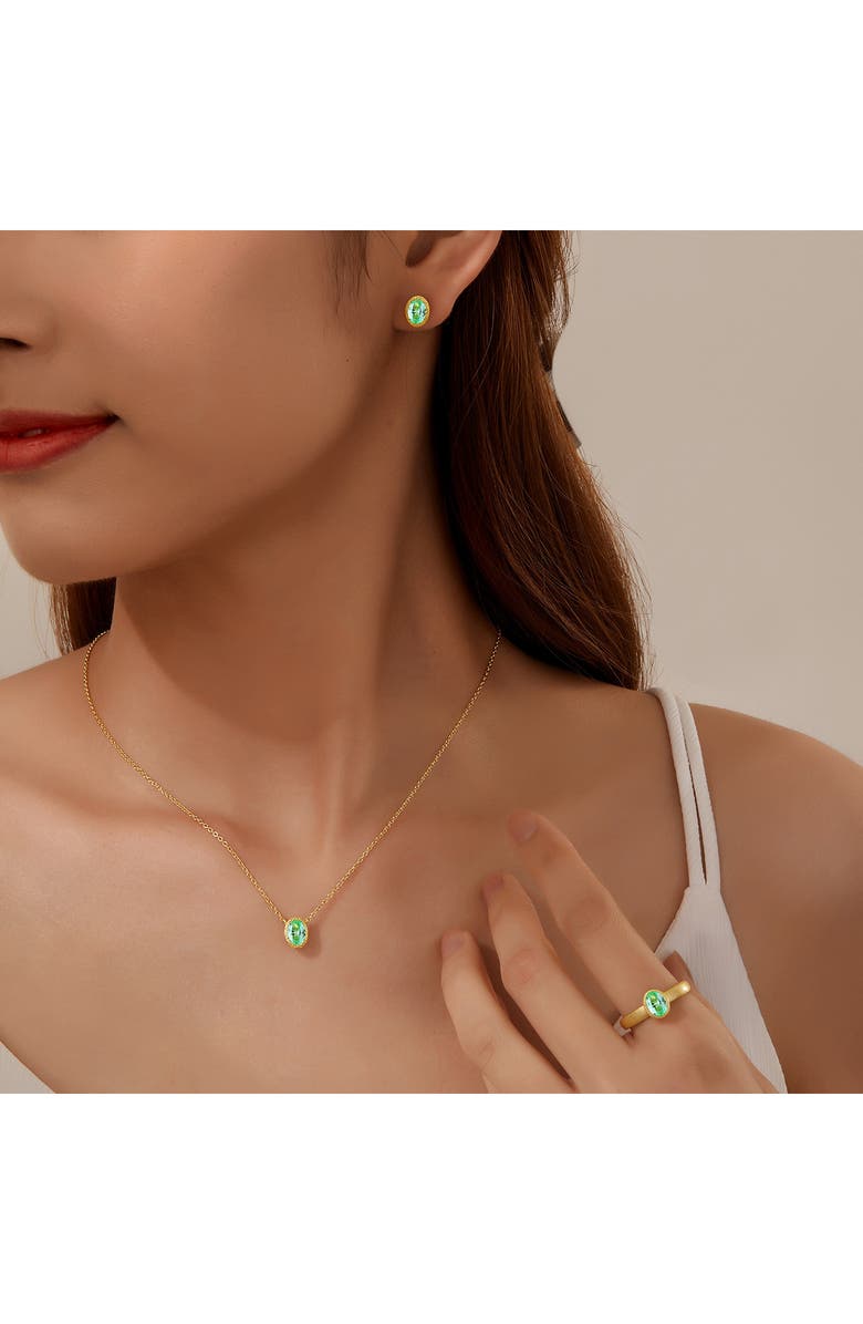 Lafonn Oval Created Sapphire Pendant Necklace, Alternate, color, Green