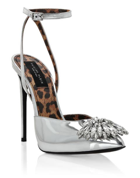 Mirror Leather Decollete Hi- Heels Brooches Women