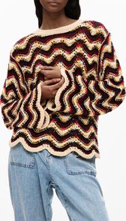 Desigual Zigzag Crochet Sweater