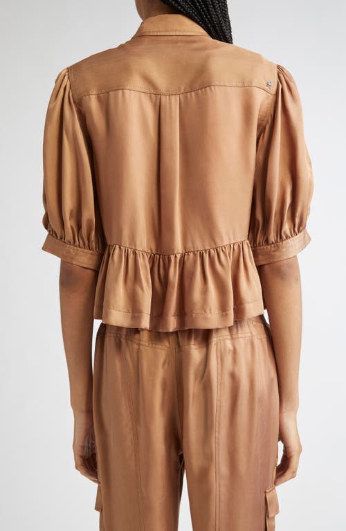 Cinq À Sept Daphne Puff-sleeve Ruffled Jacket In Brown